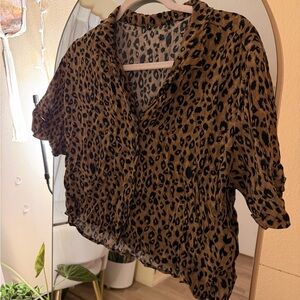 Leopard Print Chiffon Blouse